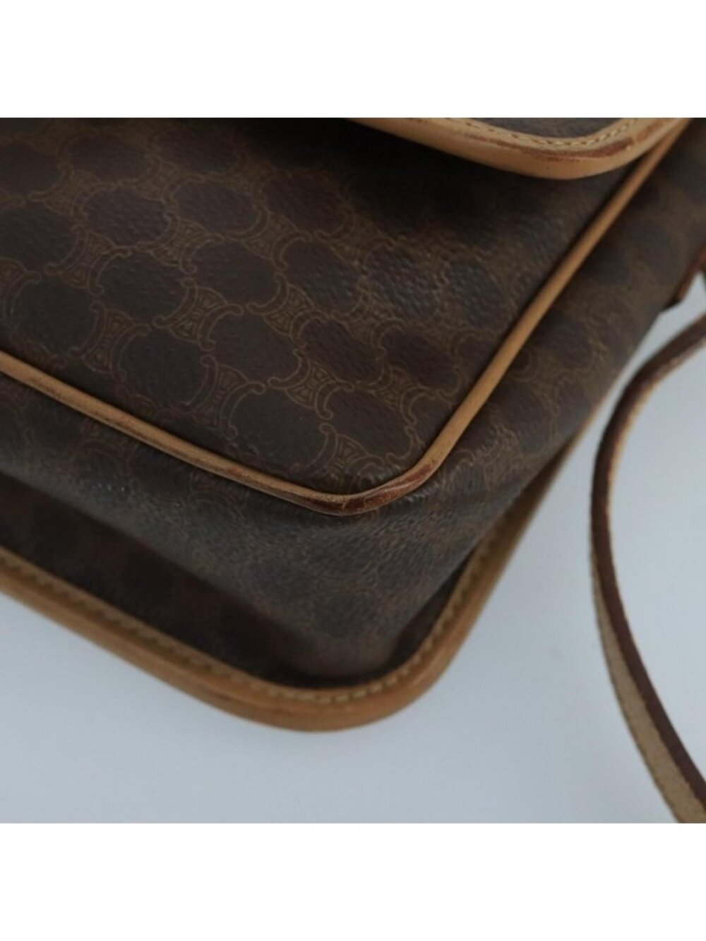 Authentic CELINE Macadam Canvas Circle Shoulder Bag Brown - Picture 16 of 16